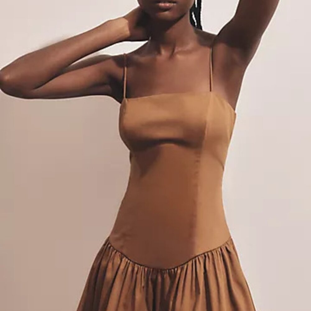 Anthropologie DROP-WAIST MINI DRESS Maeve M Brown HOT summer nights vacation